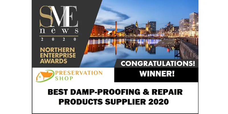 Preservation Shop - SME News award for best Damp-proofing and Repair products supplier 2020.