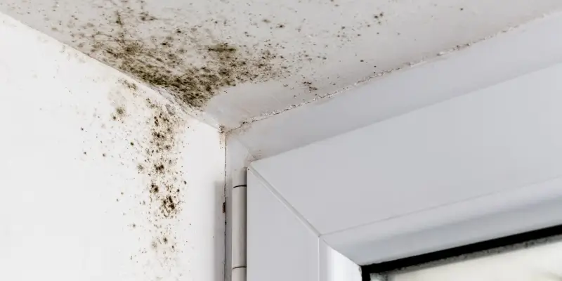 Condensation Damp - Black Mould Growth Around Window and Corner of room